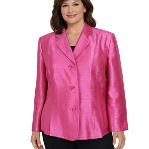 LE‎ SUIT Essentials Size 18 Shimmering Pink Barbiecore Special Occasion Blazer